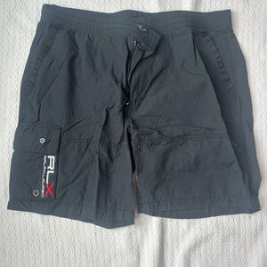 RLX Ralph Lauren Black Utility Nylon Cotton Cargo Shorts